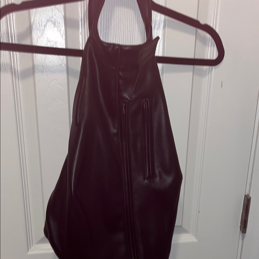 Khy by Kylie Jenner Black Faux Leather halter top